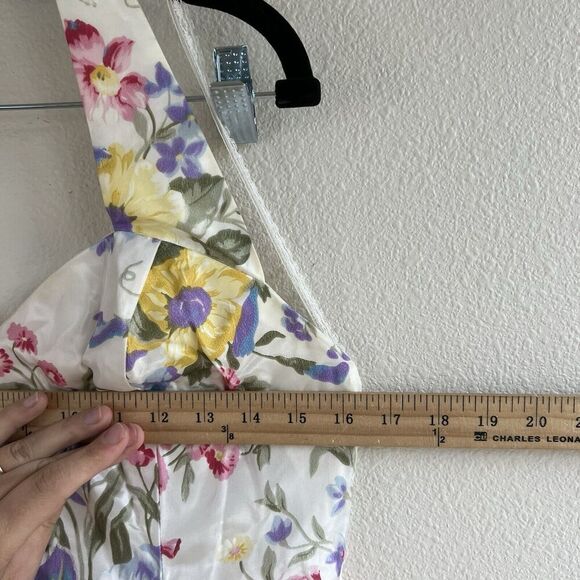 Vintage Roberta Floral Mini Halter Dress Flare Women’s 8 Garden Fairy Pinup - Picture 10 of 10